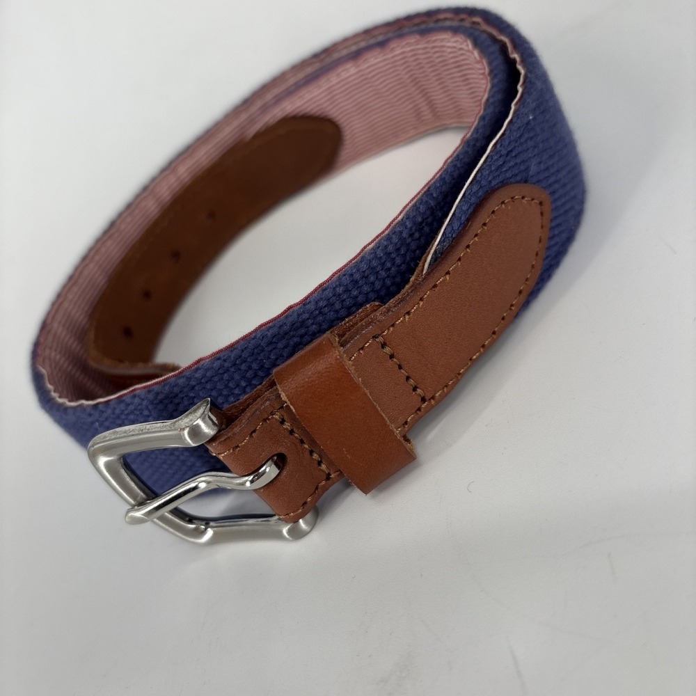 Vineyard Vines Belt Size 28 Navy Sportfisher Embroidered Canvas Club Belt